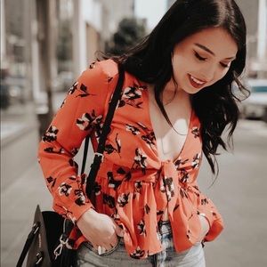 Floral Tie Front Top